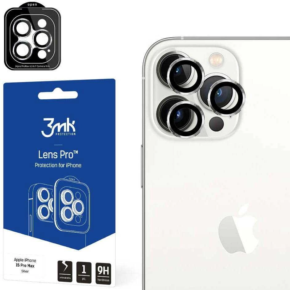 Apsauginis stikliukas kamerai 3mk Lens Pro Apple iPhone 15 Pro Max sidabrinis