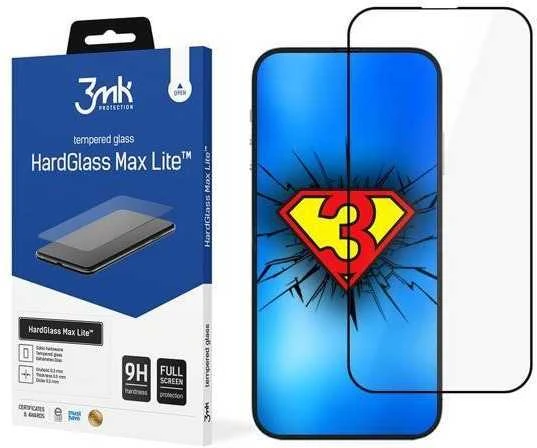 LCD apsauginis stikliukas 3mk Hard Glass Max Lite Apple iPhone 14 Pro juodas