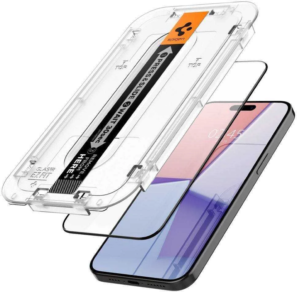GRŪDINTAS STIKLAS SPIGEN GLAS.TR EZ FIT FC IPHONE 15 PRO MAX Juodas