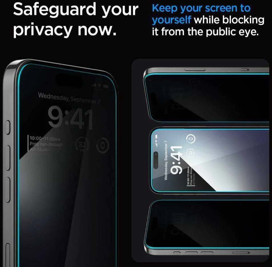 Apsauginis stiklas telefonui Apple iPhone 15 Spigen Glas.tr „EZ Fit” Privacy 2-pack