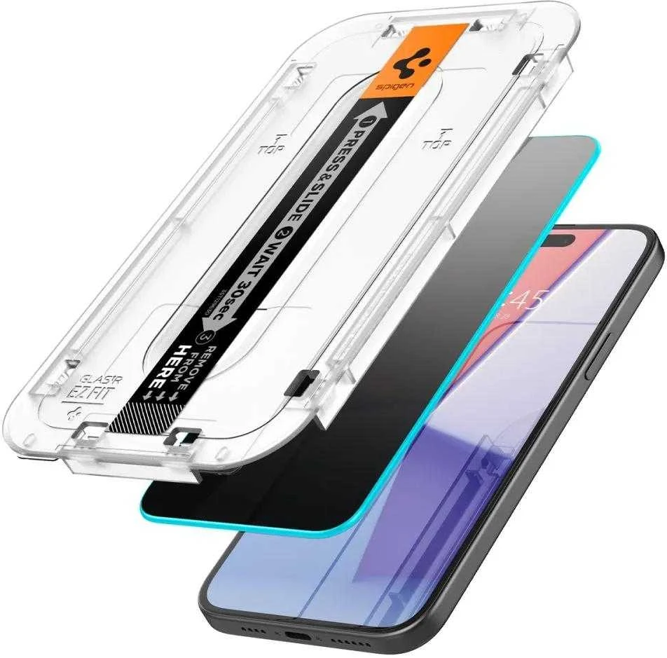 Spigen GLAS.TR EZ FIT Privacy – Apsauginis stiklas with privacy filter skirtas iPhone 15 Pro Max