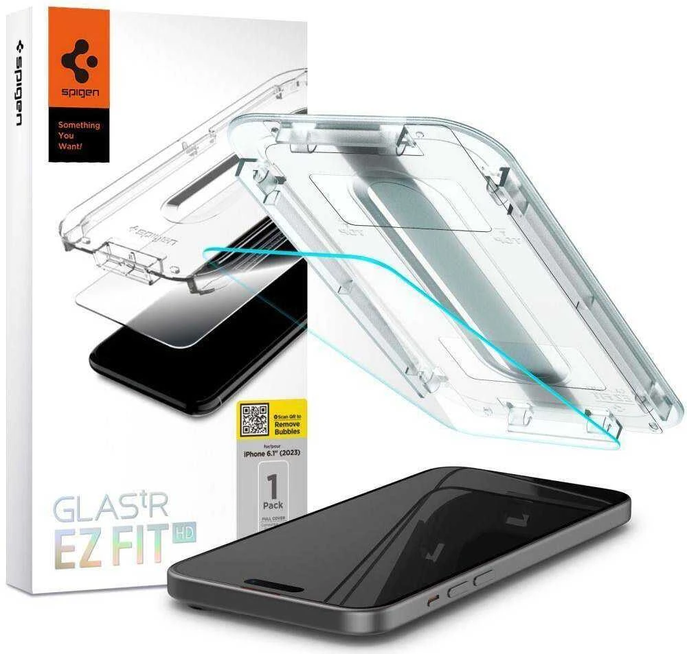 GRŪDINTAS STIKLAS SPIGEN GLAS.TR EZ FIT IPHONE 15 CLEAR