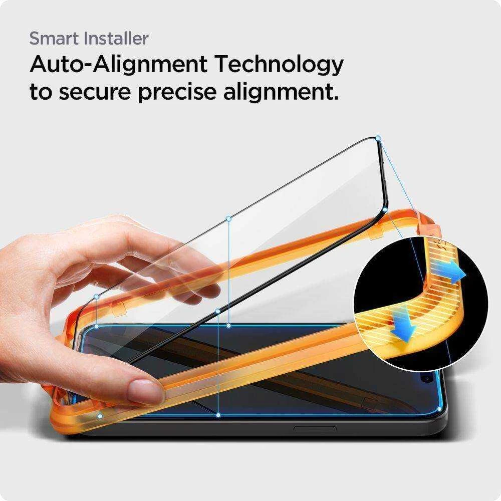 Apsauginis stiklas telefonui Apple iPhone 15 Plus Spigen ALM Glass FC 2-pack juodos spalvos krašteliu