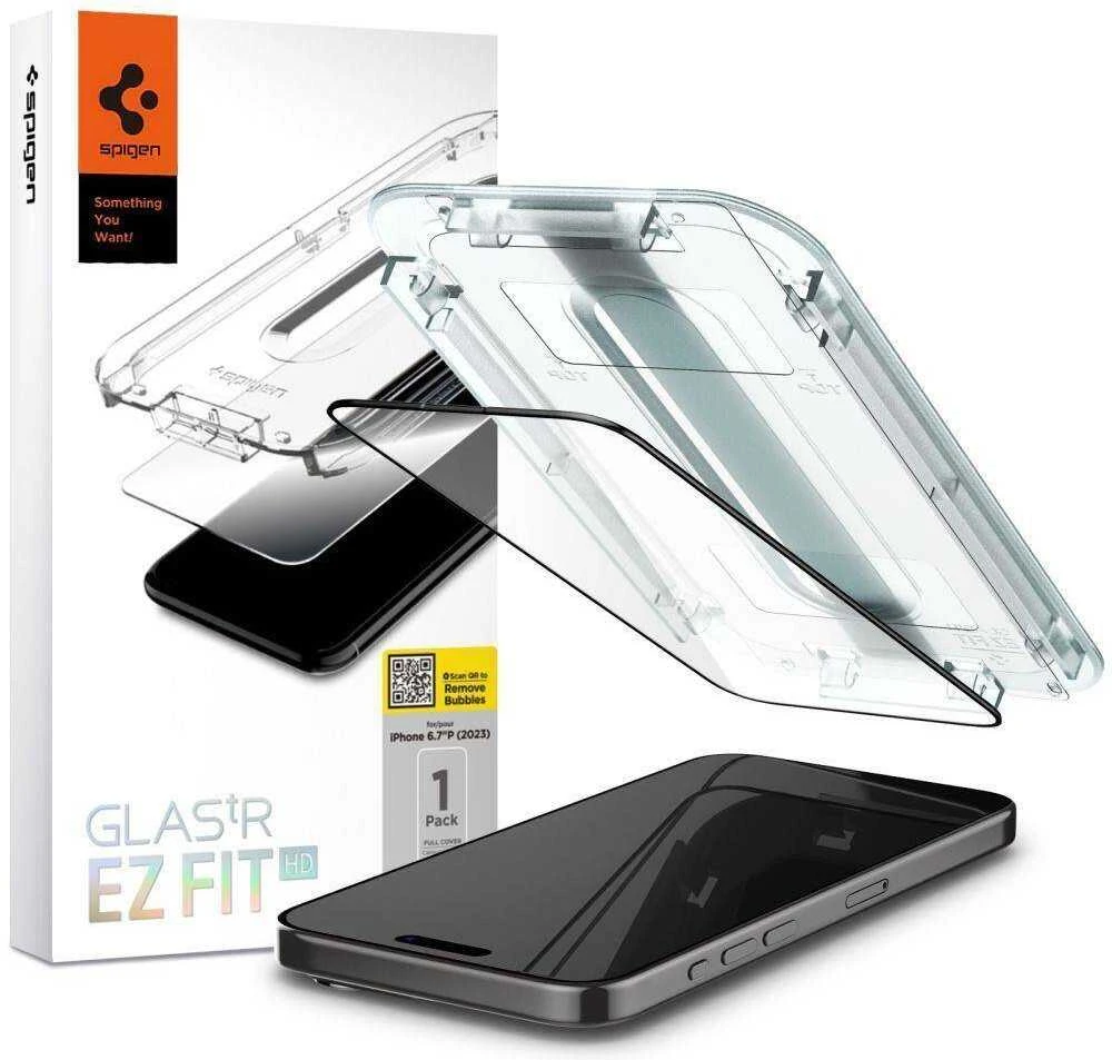 GRŪDINTAS STIKLAS SPIGEN GLAS.TR EZ FIT FC IPHONE 15 PRO MAX Juodas