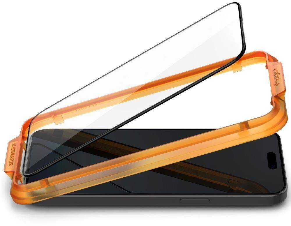 Apsauginis stiklas telefonui Apple iPhone 15 Plus Spigen ALM Glass FC 2-pack juodos spalvos krašteliu