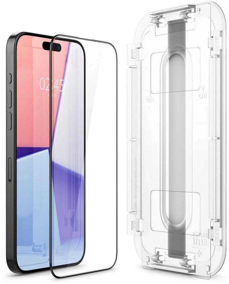 GRŪDINTAS STIKLAS SPIGEN GLAS.TR EZ FIT FC IPHONE 15 PRO MAX Juodas
