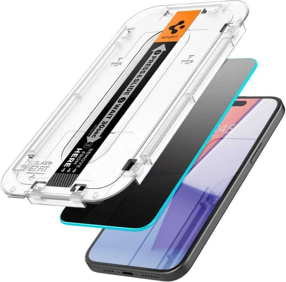 Apsauginis stiklas telefonui Apple iPhone 15 Plus / 16 Plus Spigen Glas.tr „EZ Fit” Privacy