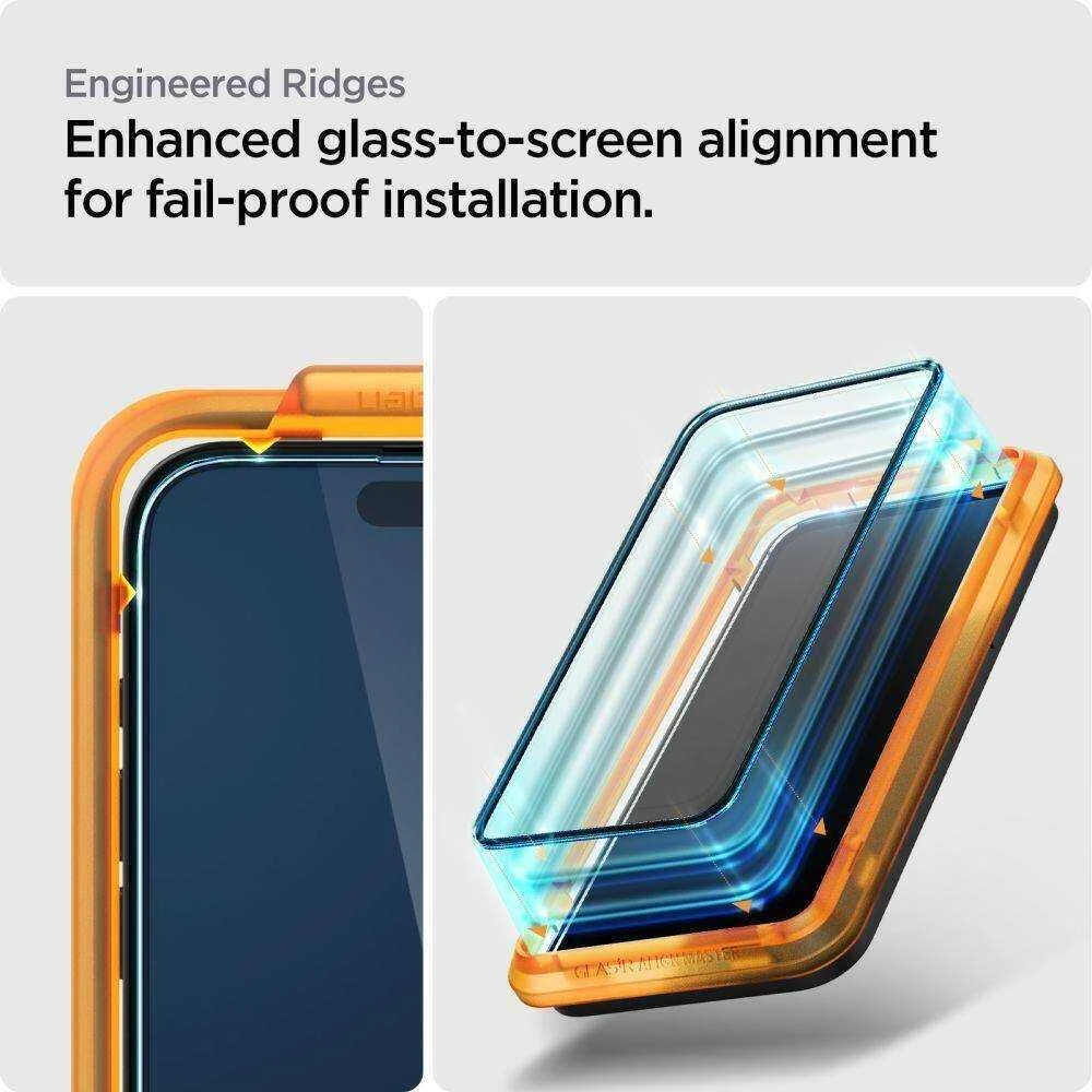 Apsauginis stiklas telefonui Apple iPhone 15 Plus Spigen ALM Glass FC 2-pack juodos spalvos krašteliu