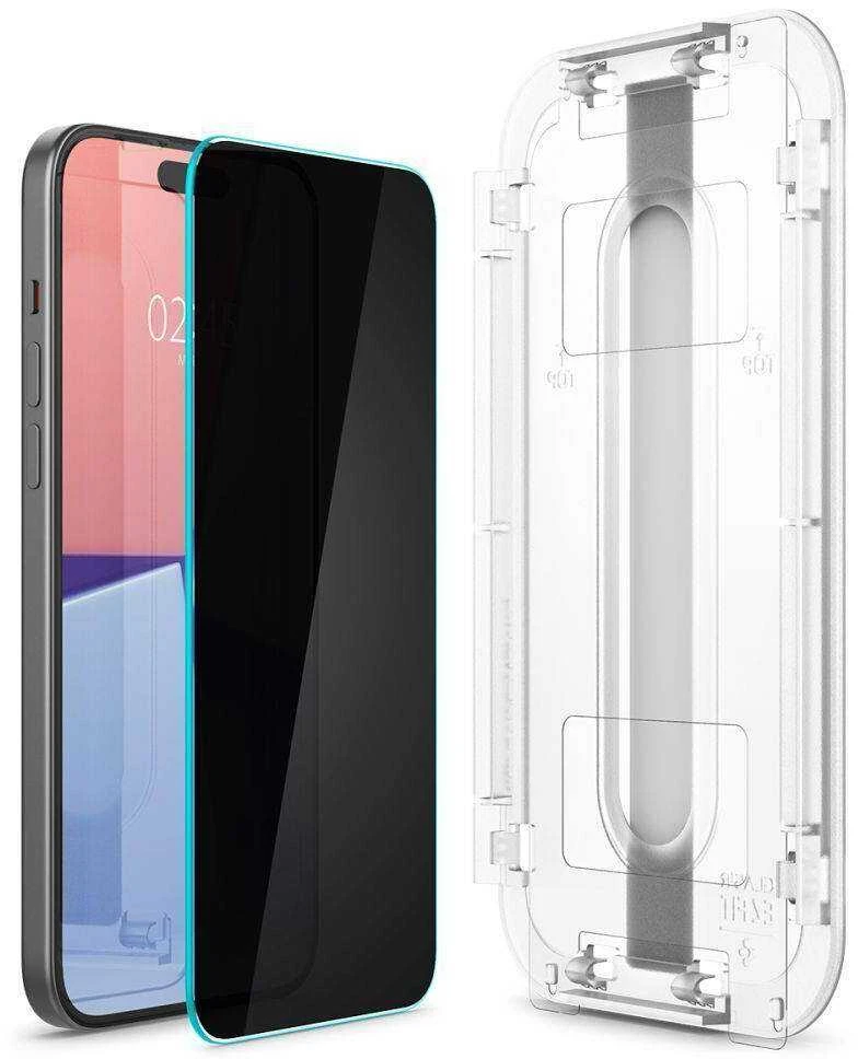 Apsauginis stiklas telefonui Apple iPhone 15 Plus / 16 Plus Spigen Glas.tr „EZ Fit” Privacy