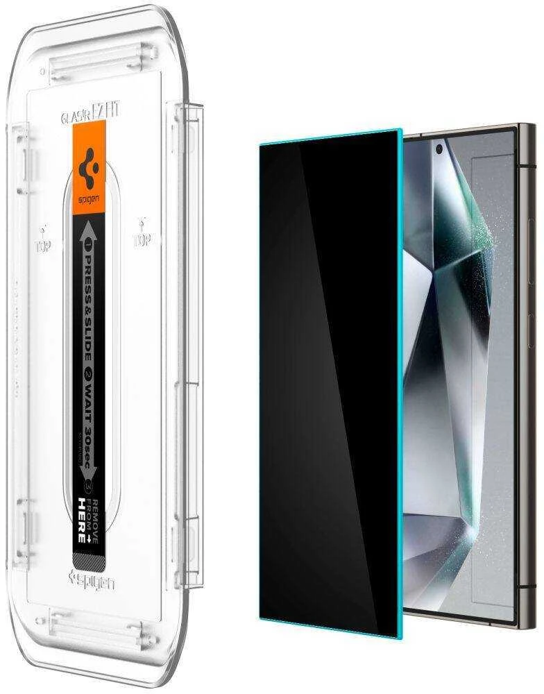 Apsauginis stiklas telefonui Samsung Galaxy S24 Ultra Spigen Glas.tr „EZ Fit” Privacy, 2 vnt.