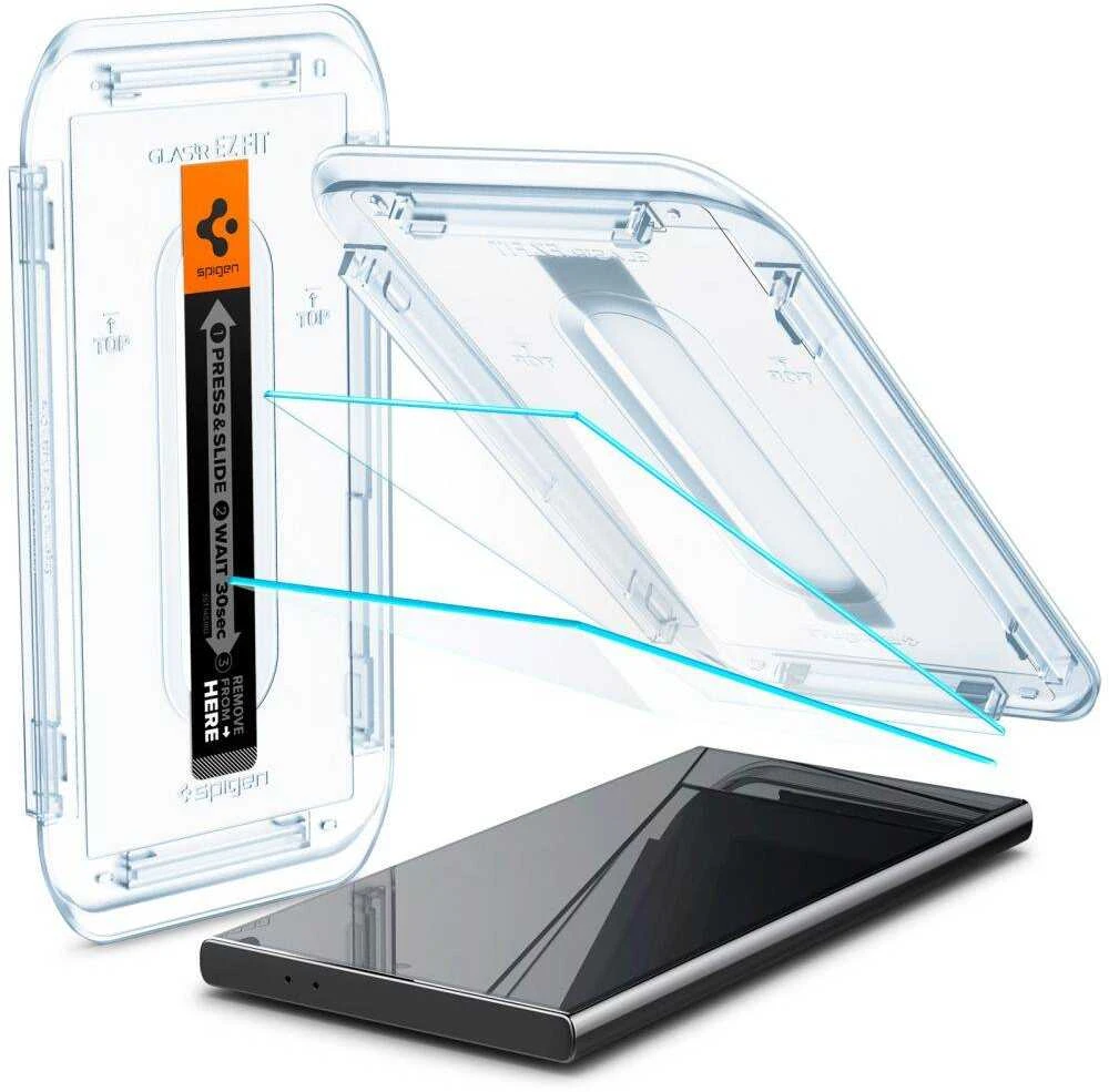 Apsauginis stiklas telefonui Samsung Galaxy S24 Ultra Spigen Glas.tr „EZ Fit” 2 vnt. skaidrus