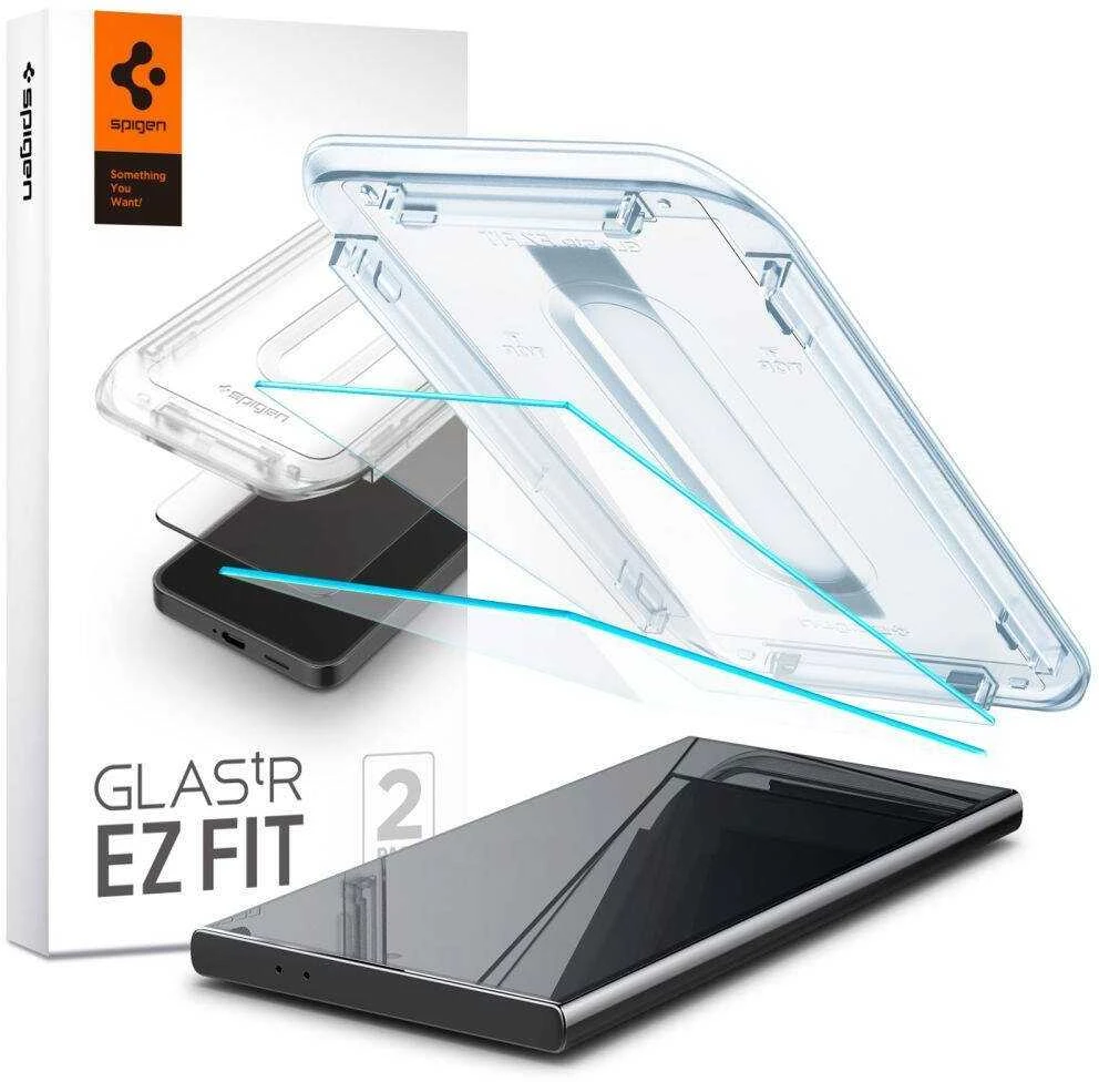 Apsauginis stiklas telefonui Samsung Galaxy S24 Ultra Spigen Glas.tr „EZ Fit” 2 vnt. skaidrus
