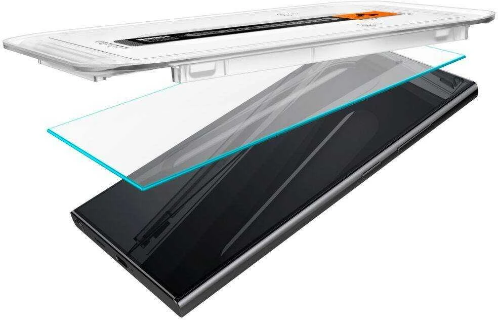 Apsauginis stiklas telefonui Samsung Galaxy S24 Ultra Spigen Glas.tr „EZ Fit” 2 vnt. skaidrus