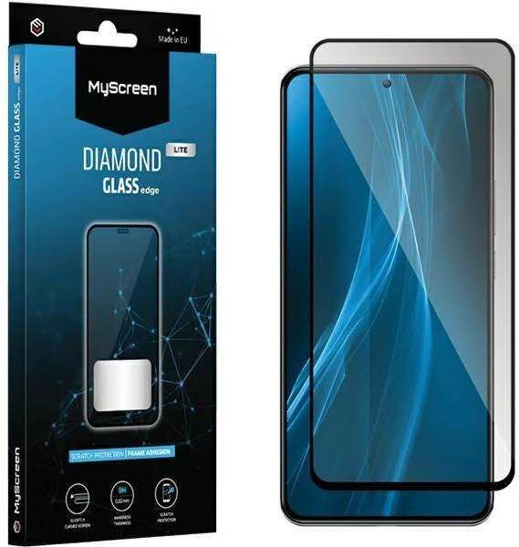 Apsauginis stiklas telefonui Xiaomi Redmi A2 / A2+ MyScreen Diamond Glass Edge Full Glue Lite juodos spalvos krašteliu