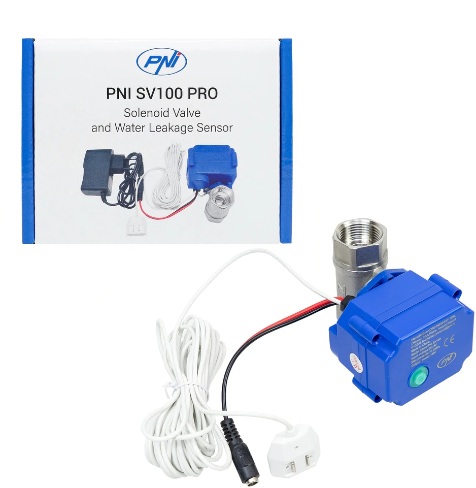 Apsaugos nuo užliejimo rinkinys PNI SV100 PRO jutiklis ir solenoidinis vožtuvas DN20 3/4, 1.0MPa, IP65