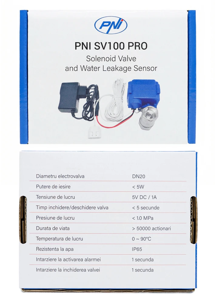 Apsaugos nuo užliejimo rinkinys PNI SV100 PRO jutiklis ir solenoidinis vožtuvas DN20 3/4, 1.0MPa, IP65