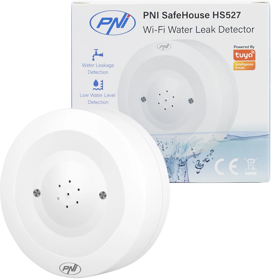 Apsaugos nuo užliejimo rinkinys PNI SV180 išmanusis vandens vožtuvas su „Wi-Fi“ ryšiu + PNI Safe House HS527 išmanusis užliejimo jutiklis