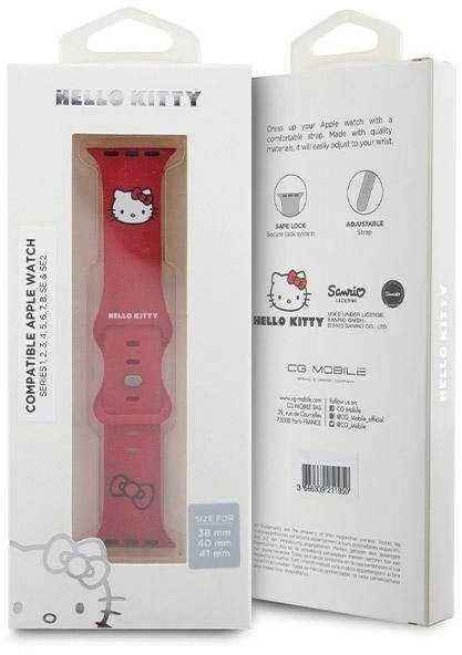Hello Kitty apyrankė HKAWMSCHBLR Apple Watch 38/40/41mm Raudona apyrankė Silicone Kitty Head