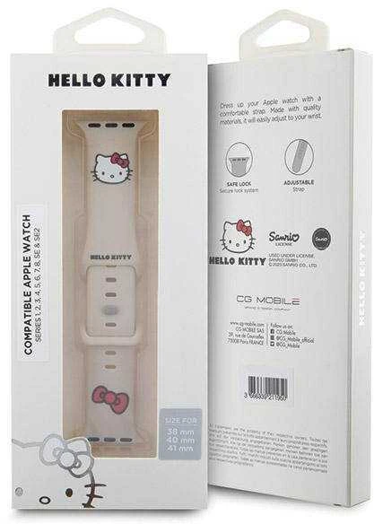 Hello Kitty apyrankė HKAWMSCHBLE Apple Watch 38/40/41mm rusvai gelsvas apyrankė Silicone Kitty Head