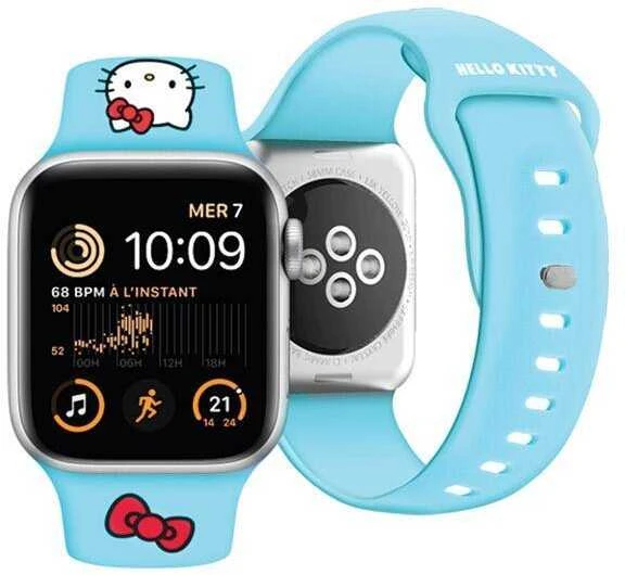 Hello Kitty apyrankė HKAWMSCHBLB Apple Watch 38/40/41mm Mėlyna apyrankė Silicone Kitty Head
