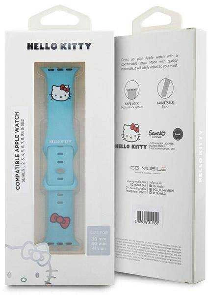 Hello Kitty apyrankė HKAWMSCHBLB Apple Watch 38/40/41mm Mėlyna apyrankė Silicone Kitty Head