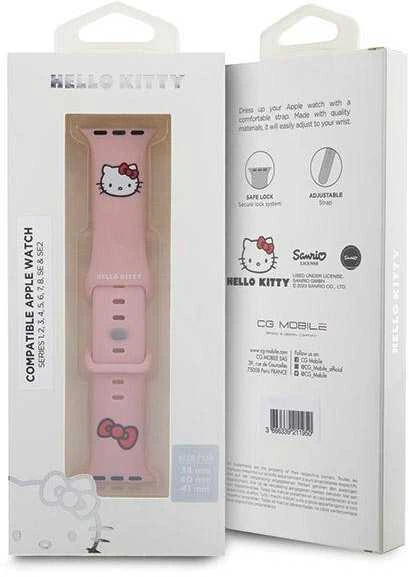 Hello Kitty apyrankė HKAWMSCHBLP Apple Watch 38/40/41mm rožinės spalvos apyrankė Silicone Kitty Head