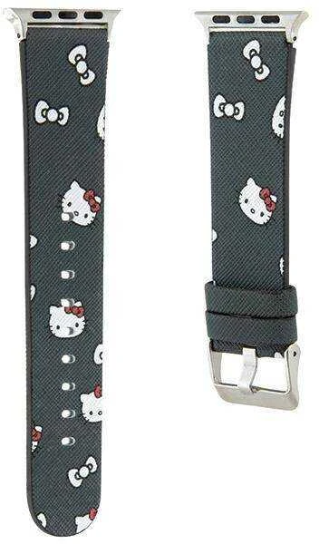 Hello Kitty apyrankė HKAWMPSAPSK Apple Watch 38/40/41mm juodos spalvos apyrankė Heads & Bows Pattern