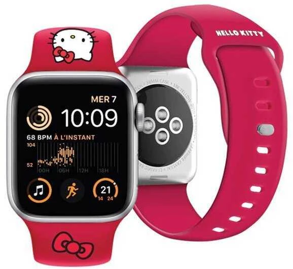 Hello Kitty apyrankė HKAWMSCHBLR Apple Watch 38/40/41mm Raudona apyrankė Silicone Kitty Head