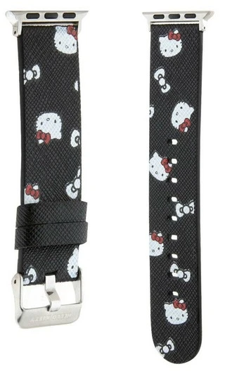 Hello Kitty apyrankė HKAWMPSAPSK Apple Watch 38/40/41mm juodos spalvos apyrankė Heads & Bows Pattern