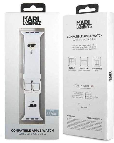 Apyrankė Apple Watch 38 / 40 / 41 mm Karl Lagerfeld Strap 3D Rubber Karl&Choupette Heads (KLAWMSLKCNH ) baltos spalvos