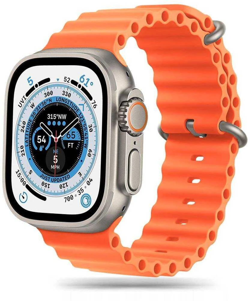 Tech Protect Išmaniojo laikrodžio Apple 4/5/6/7/8/SE/ULTRA silikoninis dirželis, Oranžinės spalvos, 42/44/45/49mm