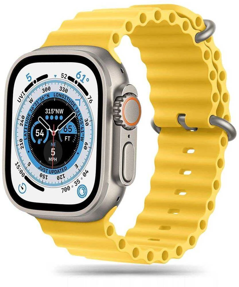 Tech Protect Išmaniojo laikrodžio Apple 4/5/6/7/8/SE/ULTRA silikoninis dirželis, Geltonos spalvos, 42/44/45/49mm