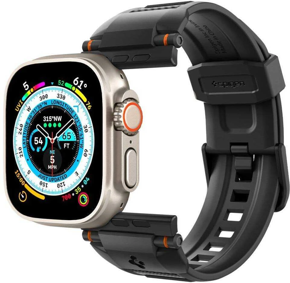 Spigen Rugged Ultra apyrankė, matinės juodos spalvos – Watch 49mm/46mm/45mm/44mm/42mm