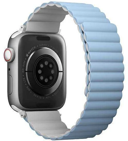 UNIQ dirželis Revix Apple Watch Series 4/5/6/7 / SE 42/44 / 45mm. Apverčiamas, Magnetinis, baltai mėlynos spalvos