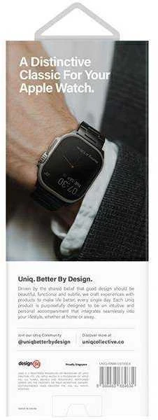 UNIQ Osta apyrankė Apple Watch 42/44/45/49mm Series 1-8/SE/SE2/SE3/Ultra1/2/3 Stainless Steel juodos spalvos