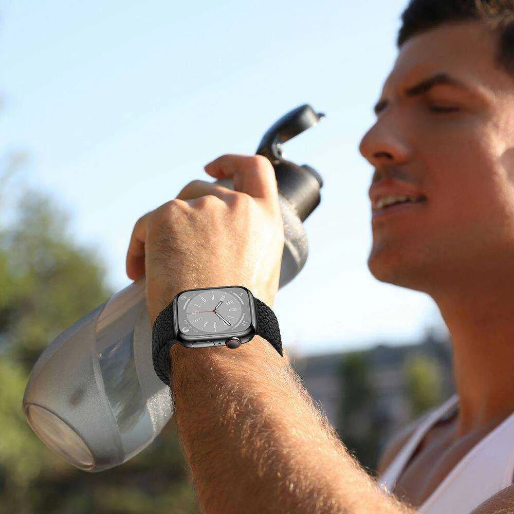Apyrankė Apple Watch 4 / 5 / 6 / 7 / 8 / 9 / SE / Ultra 1 / 2 (42 / 44 / 45 / 49 mm) Tech-Protect Nylonmag juodos spalvos