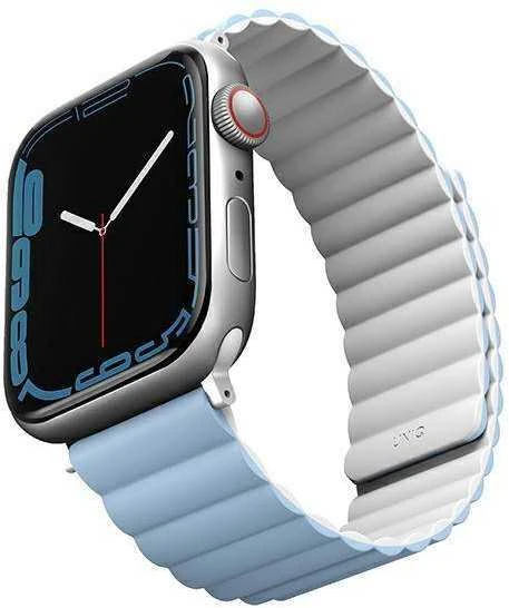 UNIQ dirželis Revix Apple Watch Series 4/5/6/7 / SE 42/44 / 45mm. Apverčiamas, Magnetinis, baltai mėlynos spalvos
