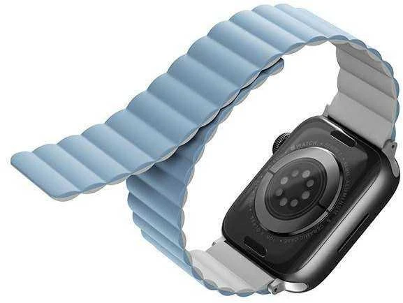 UNIQ dirželis Revix Apple Watch Series 4/5/6/7 / SE 42/44 / 45mm. Apverčiamas, Magnetinis, baltai mėlynos spalvos