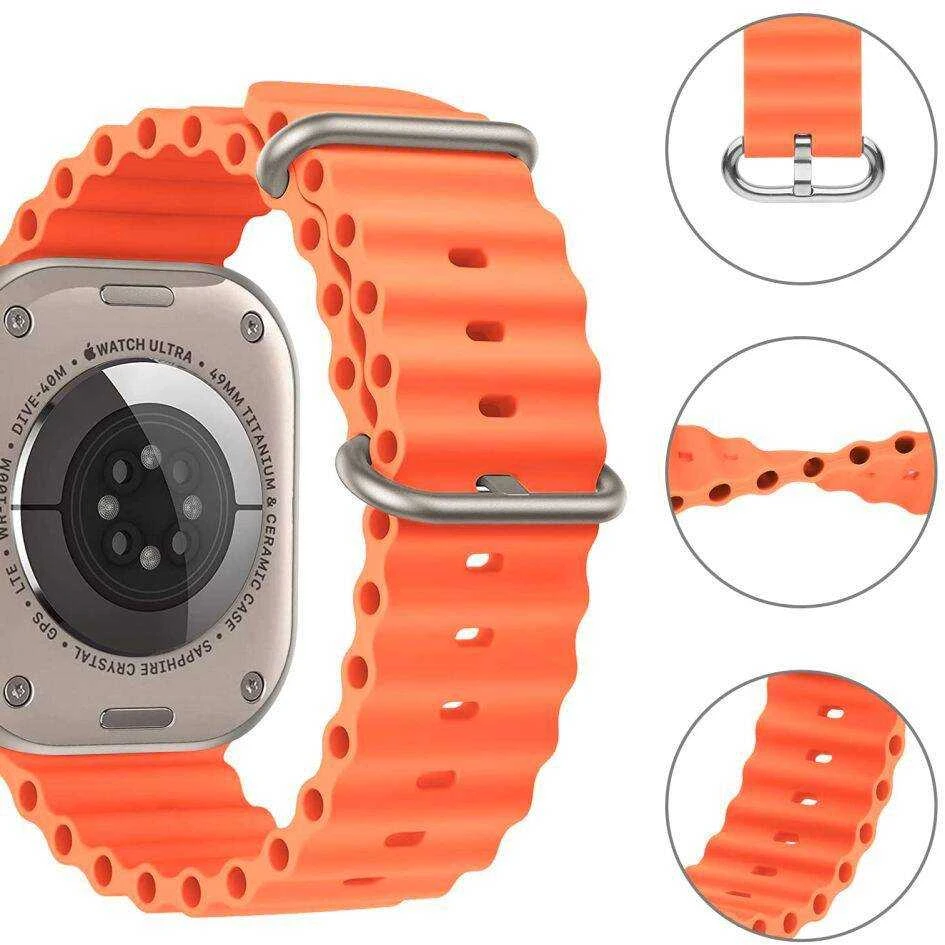 Tech Protect Išmaniojo laikrodžio Apple 4/5/6/7/8/SE/ULTRA silikoninis dirželis, Oranžinės spalvos, 42/44/45/49mm
