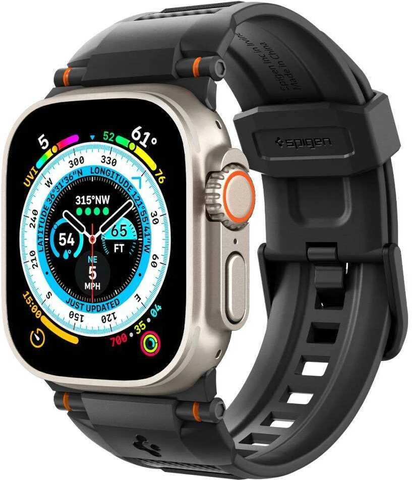 Spigen Rugged Ultra apyrankė, matinės juodos spalvos – Watch 49mm/46mm/45mm/44mm/42mm