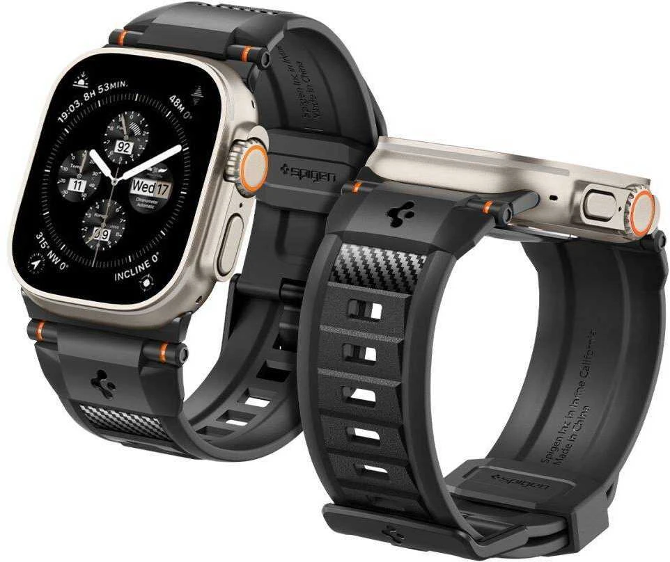 Spigen Rugged Ultra apyrankė, matinės juodos spalvos – Watch 49mm/46mm/45mm/44mm/42mm