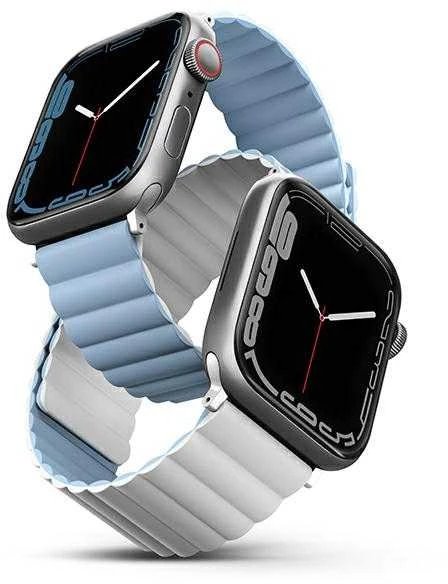 UNIQ dirželis Revix Apple Watch Series 4/5/6/7 / SE 42/44 / 45mm. Apverčiamas, Magnetinis, baltai mėlynos spalvos