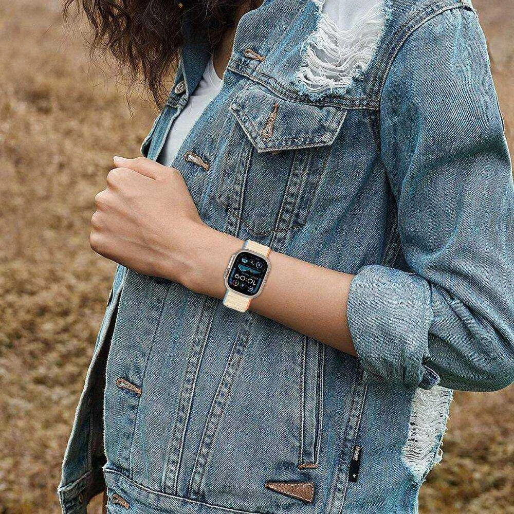 Apyrankė Apple Watch 6 / 7 / 8 / 9 / 10 / SE (40 / 41 / 42 mm) Tech-Protect Nylon Kreminis