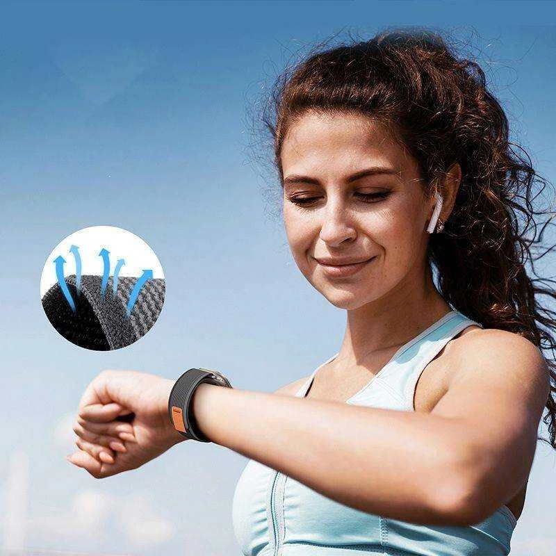 Tech-Protect Nylon Samsung Galaxy Watch 4 / 5 / 5 PRO / 6 / 7 / FE juoda/oranžinė