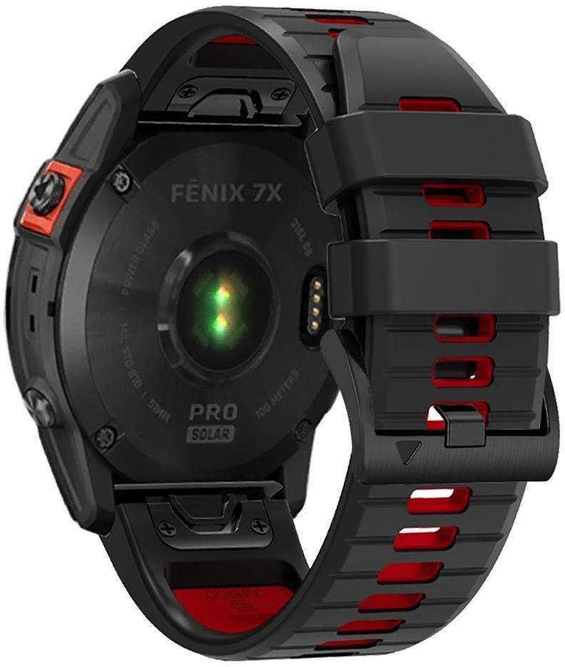 Išmaniojo laikrodžio dirželis Tech-Protect, skirtas Garmin Fenix 3/5X/3HR/5X Plus/6X/6X Pro/7X, Juodos ir raudonos spalvų