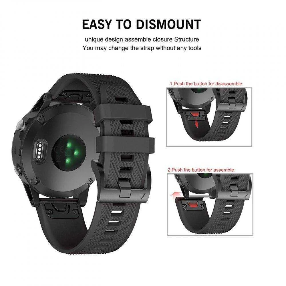 Išmaniojo laikrodžio Garmin Fenix 5 dirželis, Juodos spalvos, 22mm
