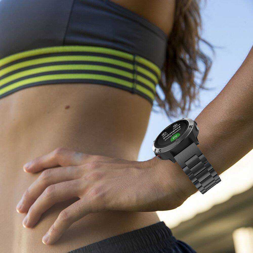 Tech-Protect Bransoleta STAINLESS GARMIN FENIX 5 / 6 / 6 PRO / 7 Juodas