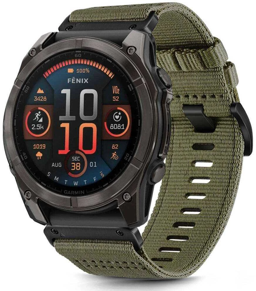 Apyrankė Garmin Fenix 5X / 5X Plus / 6X / 6X Pro / 7X / 8 (51mm) Tech-Protect Nylon Classic Olive Žalias