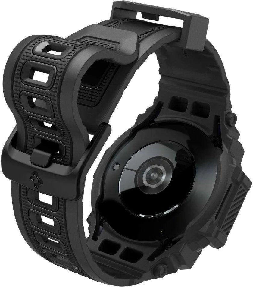 „Spigen Rugged Armor Pro“ – dirželis + dėklas, skirtas „Samsung Galaxy Watch 7“ 40 mm (matinis juodas)