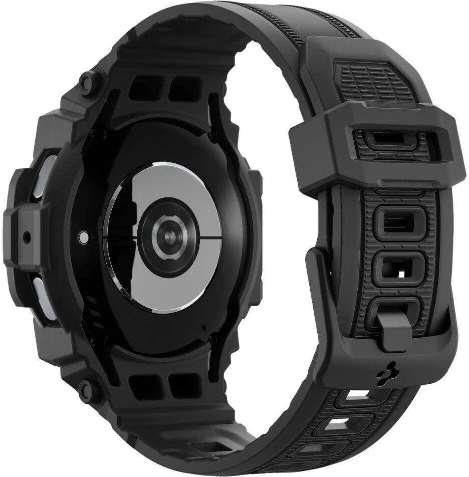 „Spigen Rugged Armor Pro“ – dirželis + dėklas, skirtas „Samsung Galaxy Watch 7“ 40 mm (matinis juodas)